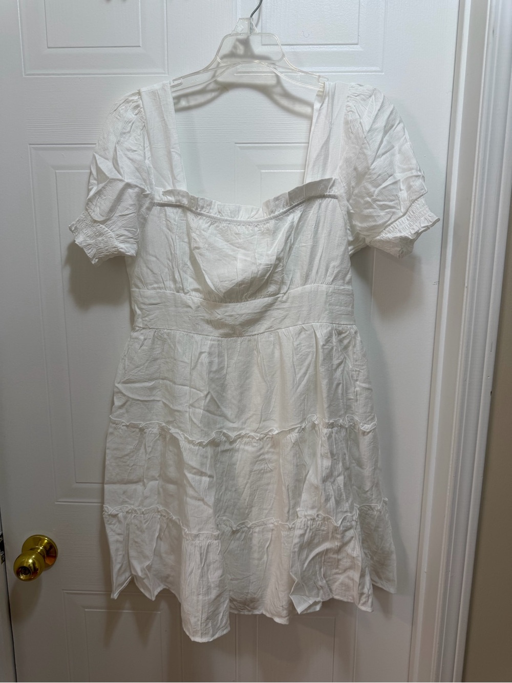 MINE White Smocked Square-Neck Cotton Sundress